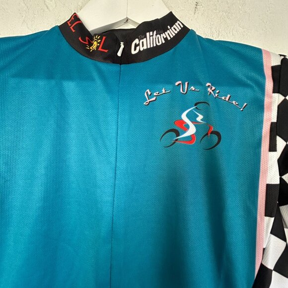 Primal Wear Cycling Jersey Let Us Ride! California Checkered Mens Small Blue - Picture 2 of 9